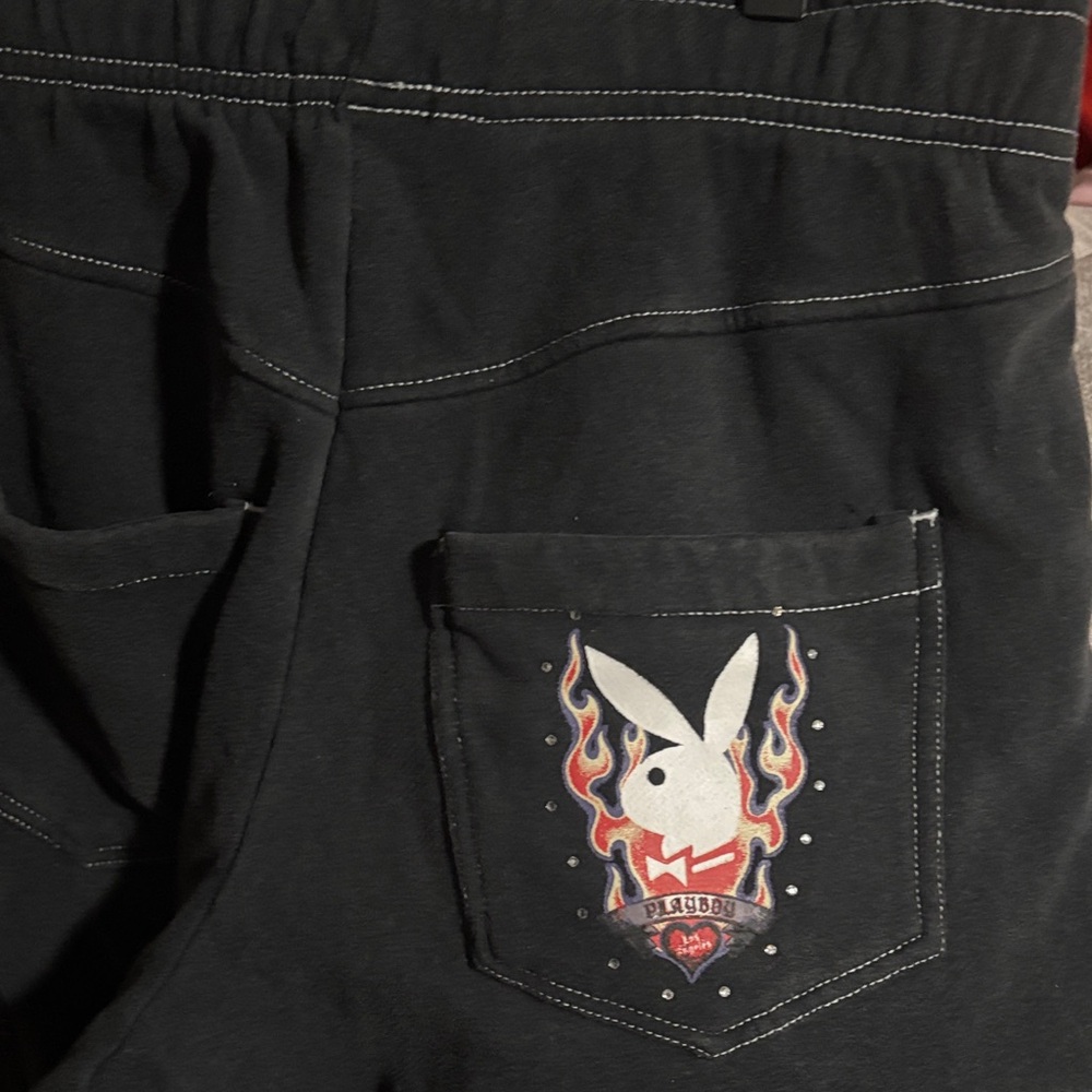 PLAYBOY Baggy Black Sweatpants with Pocket Design